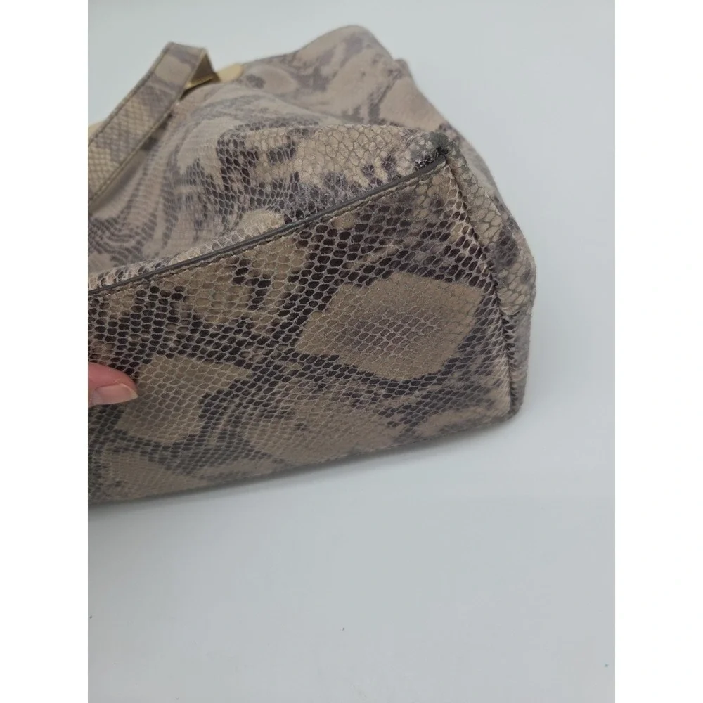 GILI Got It Love It Leather Snakeskin Slouchy Hobo Bag Brown Gold Double handle
